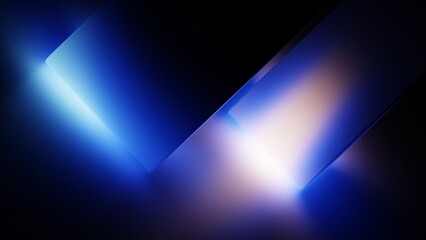 Gradient geometric background with crossing beams and luminous blur