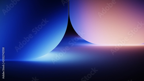 Gradient geometric background with balanced arches and pink glow