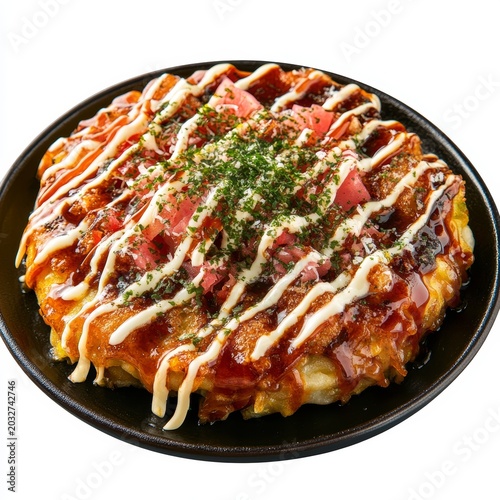 3D Clipart Design of Japanese Street Food Okonomiyaki