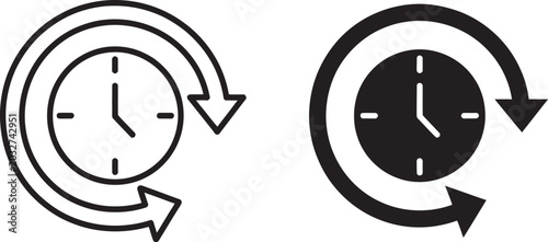 Fotografie Time, forward icon in black flat vector illustration style representing fast forward, schedule progression, and future timing controls ideal for media players, productivity apps, and UI design