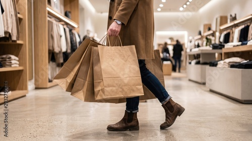 Retail Therapy Concept with Stylish Shopper in Fashion Mall