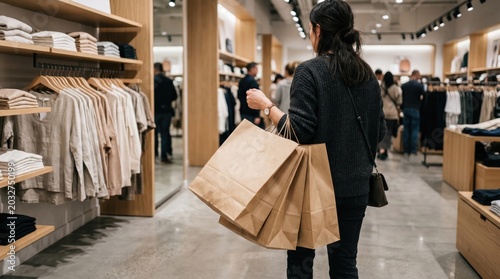 Modern Retail Shopping Experience in Fashion Clothing Store