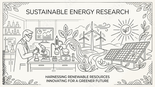 Fotografie A scientist conducting sustainable energy research in a laboratory setting with renewable power sources