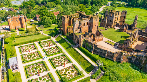 Aerial view of the ruins of Kenilworth Castle in Warwickshire, UK