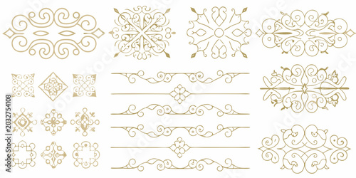 Quadro su tela gold filigree frames and dividers collection vintage inspired ornamental vector