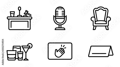 Fotografie Legal Justice, Audio Recording, Seating, Drinks, Touchscreen, Table Card Icons: