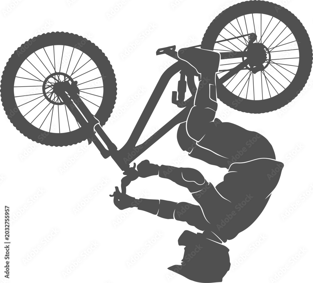 Obraz premium Extreme athlete executing backflip stunt silhouette vector can editable