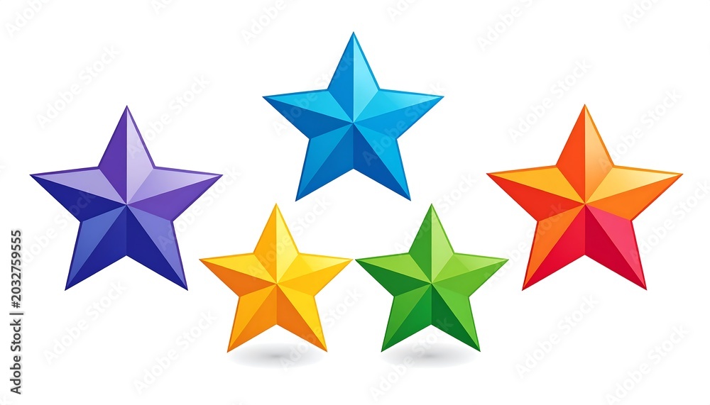 Obraz premium A collection of colorful stars on white background