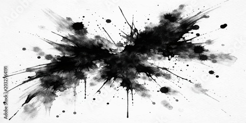 Quadro su tela A dirty black ink splat and grunge paint splatter vector illustration featuring