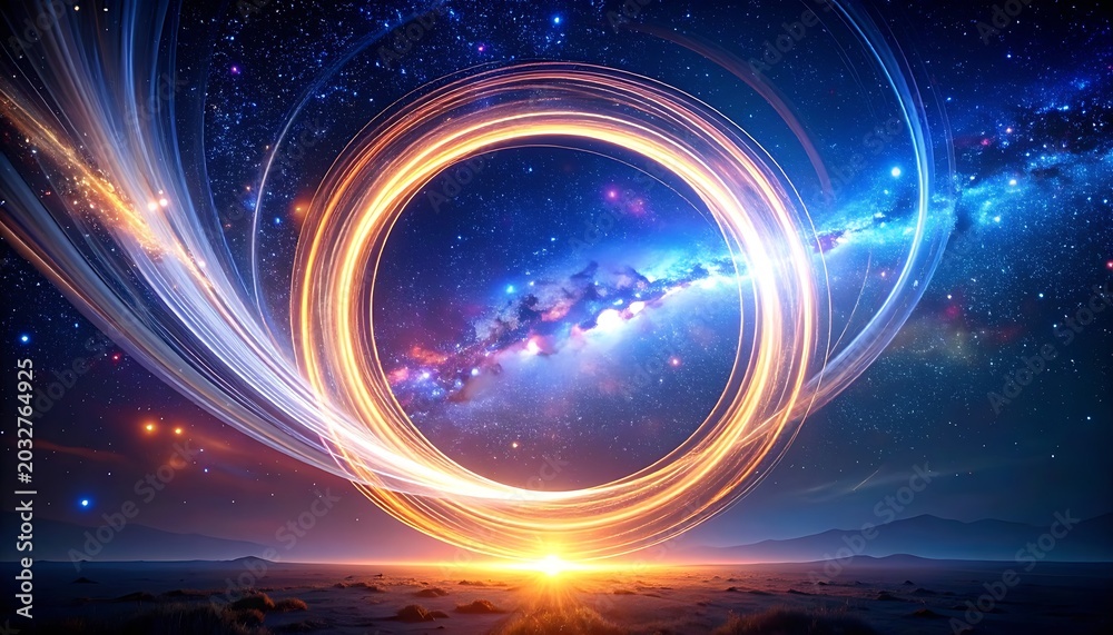 Obraz premium Vibrant Cosmic Ring Galaxy Formation.