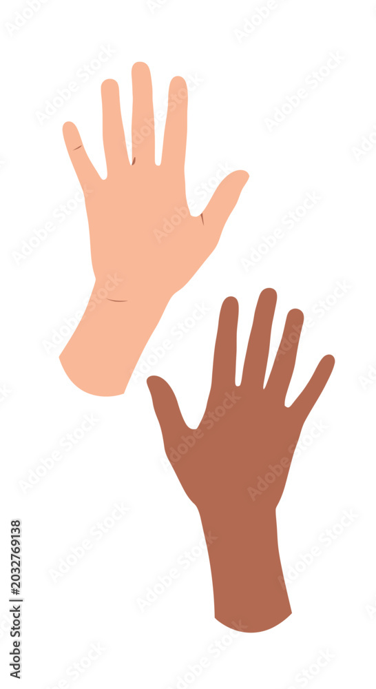 Fototapeta premium Diverse Hands Reaching Up, Symbolizing Unity, Equality, and Support