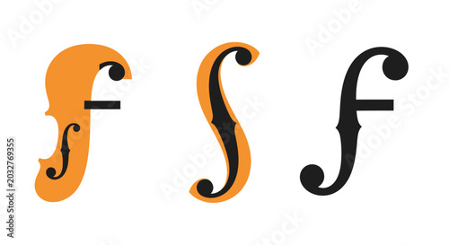 Music F-Hole Icon Set Violin Sound Hole Design