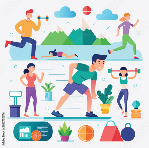 Home Workout Exercises Fitness Infographic Vector Set