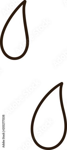 Cute Minimalist Water Drops Two Liquid Droplets Black Line Art Icon