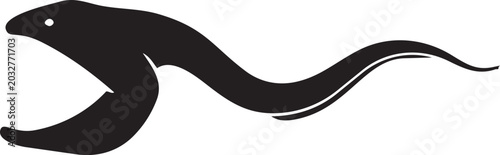 Obraz na płótnie Black moray eel silhouette a predatory marine animal with an open mouth isolated