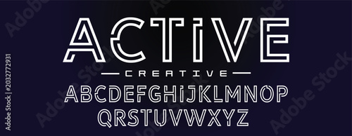Canvastavla Active, Modern Sport Future Logo Alphabet Font and Number