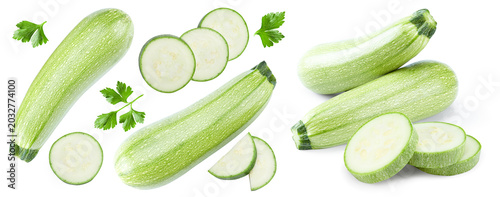 zucchini or marrow isolated on white background. clipping path
