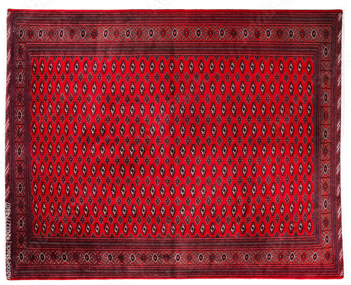 Traditional Hand Knotted Turkmen Bukhara Wool Carpet with intricate patterns