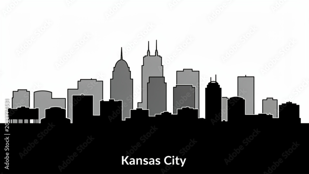 Obraz premium Urban skyline silhouette with skyscrapers and tower structures for city planning