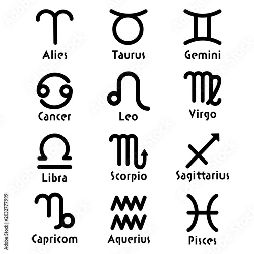 12星座のシンボル　モノクロ