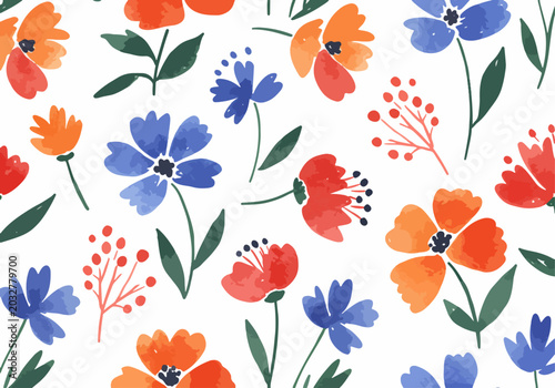 Modern floral illustration with vibrant soft blended color tones