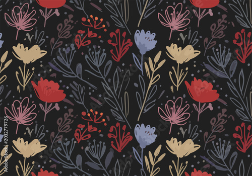 Modern seamless flower pattern with artistic natural inspiration