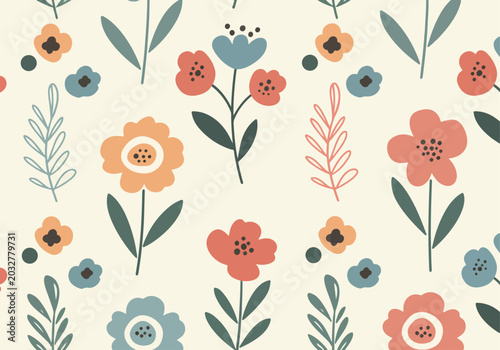 Playful floral illustration with abstract plant inspired elements