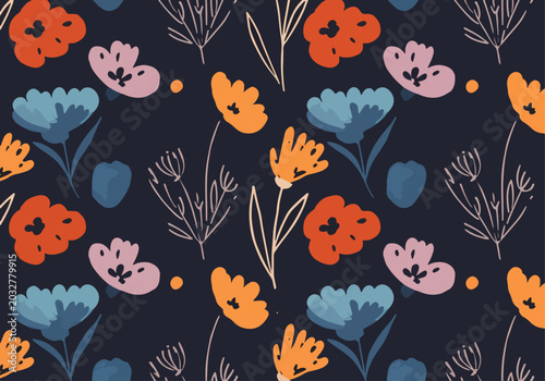 Soft spring inspired floral pattern with gentle organic shapes