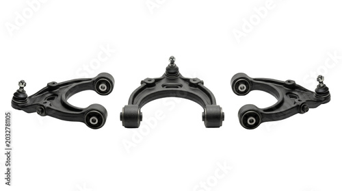Fotografie Set of 3 identical front suspension control arm wishbone auto mechanism assets