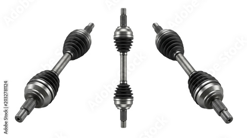 Obraz na plátne Set of 3 identical drive shaft axle CV joint assemblies multi angle view