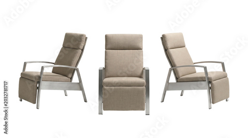 Schilderij op canvas High back adjustable recliner lounge chair with beige padding template
