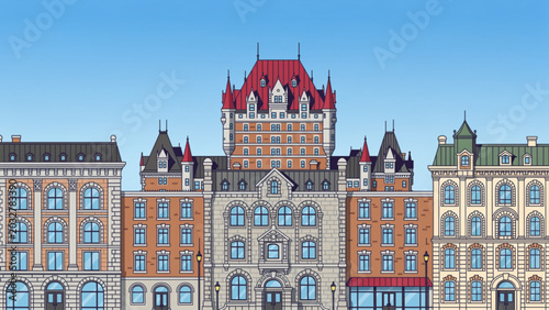 Obraz na płótnie Historic European-style building with ornate architecture and vibrant colors in