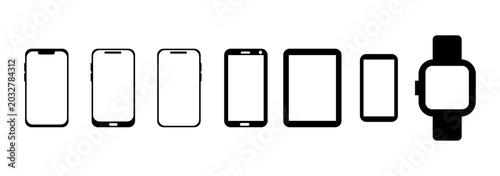 Set of phone  mobile screen tablet icon vector on white background