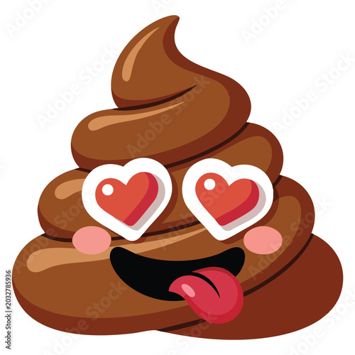 Tableau sur toile Cartoon funny poop face in vector illustration style with cute expression