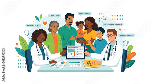 Diverse family, doctor, and nurse consultation, medical professionals, healthcare team, family medicine
