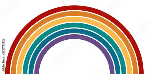 Retro Regenbogenbogen im Boho-Stil auf transparentem Hintergrund – Vintage Illustration