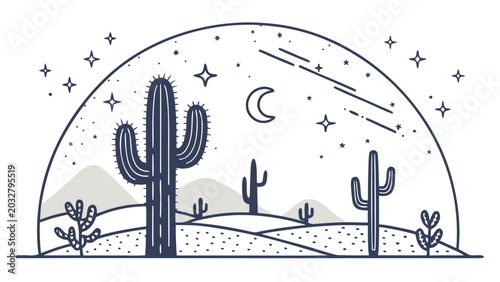 Fotografía Cactus plant in desert landscape scene.