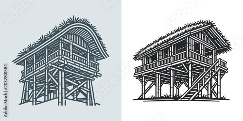 Obraz na płótnie Tropical Waterfront Stilt Hut