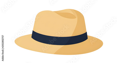sunprotection, strawhat, hat, summer, beach, fashion, accessory, woven, sunhat, vacation, tropical, casual, rustic, apparel, vector, illustration, isolated