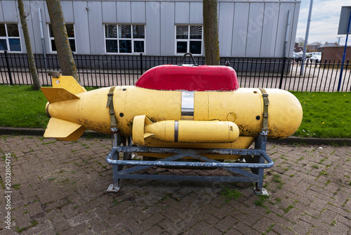 Fotografía Vintage military torpedo with propeller, self-propelled