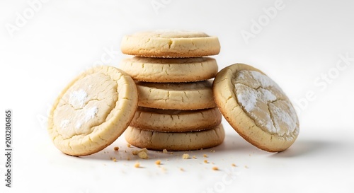 Stacked Sugar Cookies with Icing on White Background