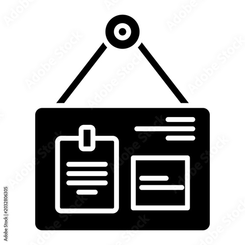 Bild auf Leinwand Bulletin Board Icon: Information, Notice, and Communication