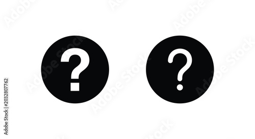 Two black circles containing white question marks a simple graphic silhouette mark interrogation symbol symbols icon