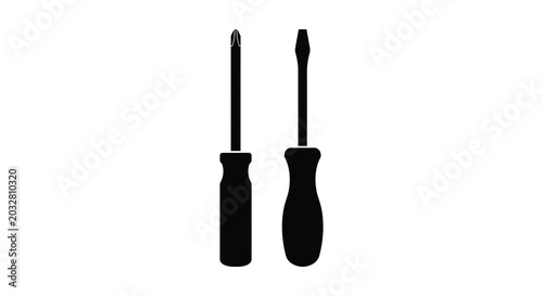 Photos Two screwdrivers one phillips and one flathead depicted as a black silhouette sc