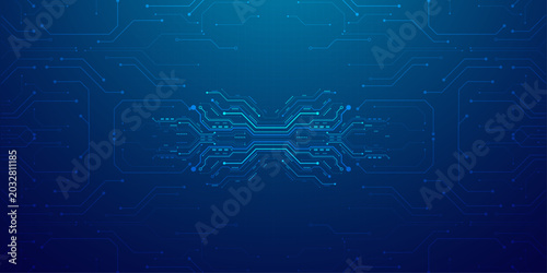 Φωτογραφία Abstract digital circuit board background with central data transmission lines