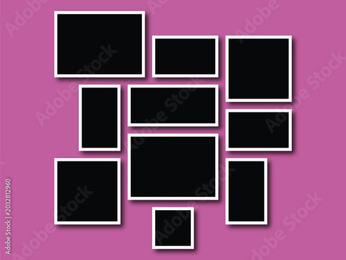 Creative vector Template Collage consisting of  frames for a photo of a square and rectangular shape.