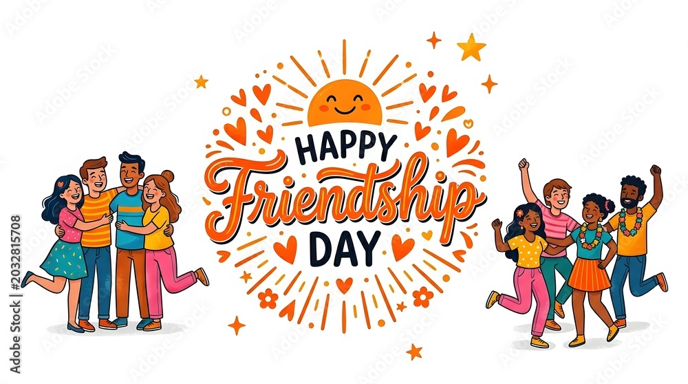 Fototapeta premium Happy friendship day celebrating togetherness and joyful moments