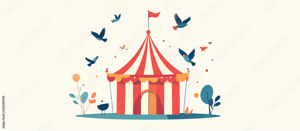 Obraz premium birds chirping around a circus vector