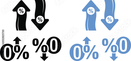 Foto Percentage change icons set with up and down arrows