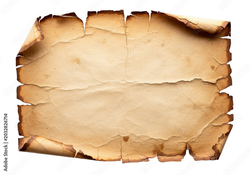 Fototapeta premium Torn and aged paper texture with visible creases isolated on transparent background isolated on transparent background